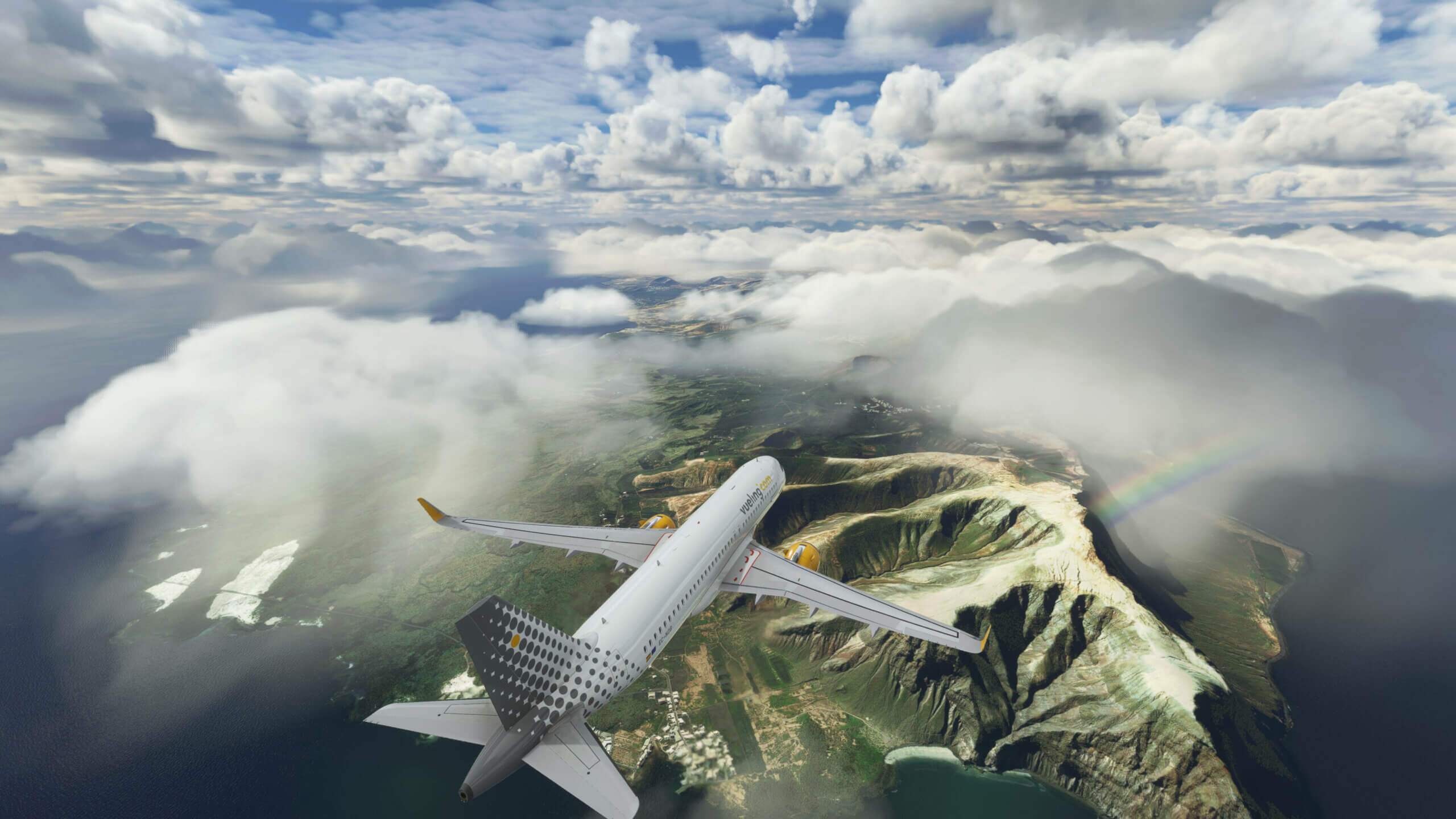 Plane flying over Lanzarote, Canary Islands