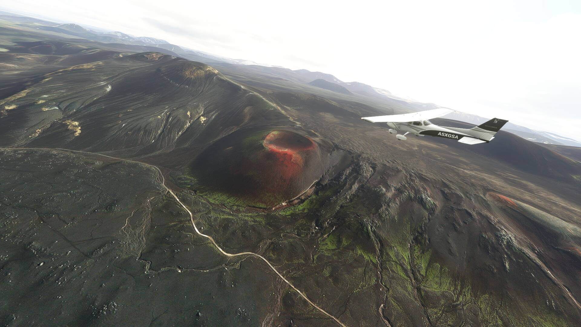 Plane flying over Iceland